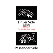 Load image into Gallery viewer, Minimalist Mountain Scene Decal for 2019 - 2023 Ford Ranger Rear Door Windows - Matte Black
