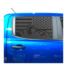Load image into Gallery viewer, USA Flag with Mountain Scene Decal for 2019 - 2023 Ford Ranger Rear door Windows - Matte Black
