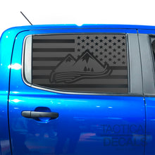 Load image into Gallery viewer, USA Flag with Mountain Scene Decal for 2019 - 2023 Ford Ranger Rear Door Windows - Matte Black