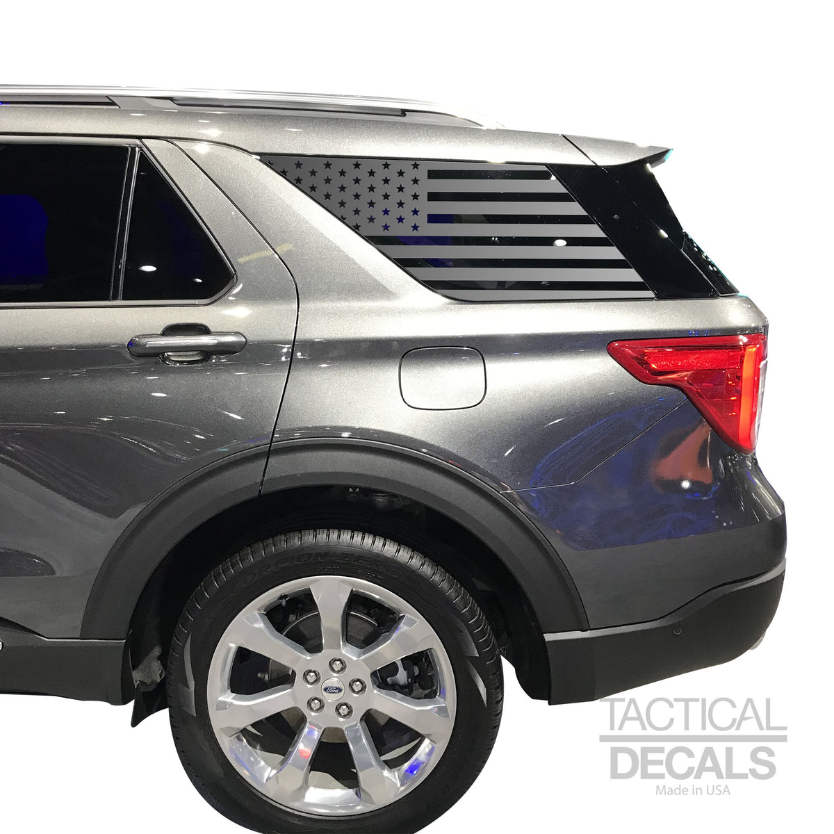 USA Flag Decal for 2020 Ford Explorer 3rd Windows - Matte Black