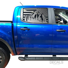 Load image into Gallery viewer, USA Flag w/Mountain Scene Decal for 2020 Ford Ranger Rear door Windows - Matte Black