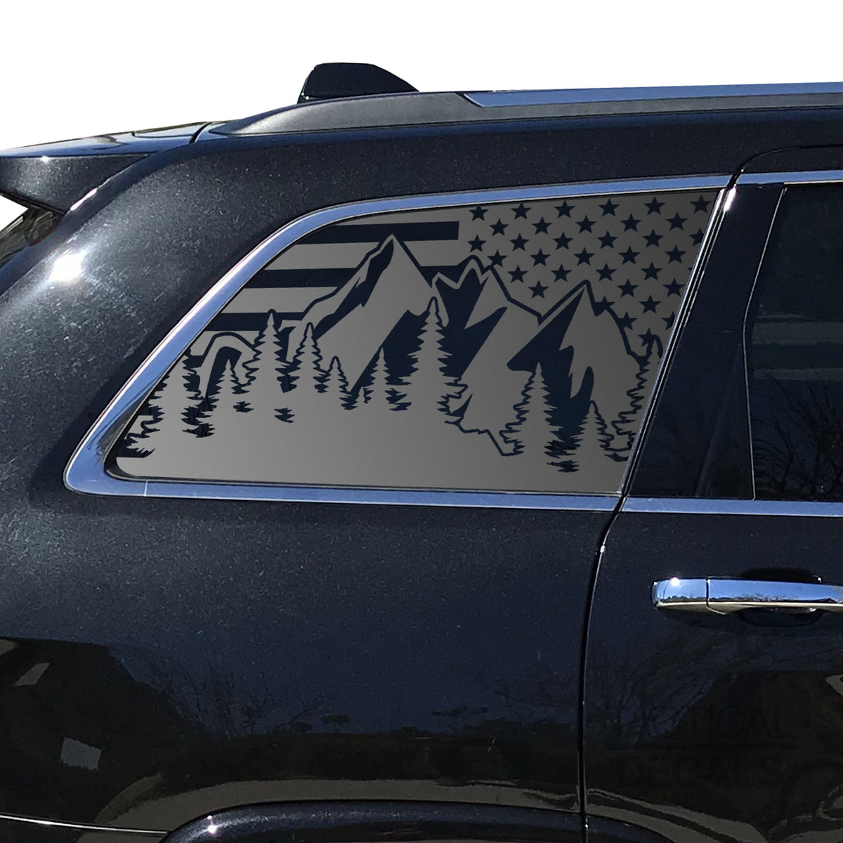 USA Flag w/Mountain Scene Decal for 2007-2024 2-Door Jeep Wrangler Har