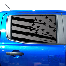 Load image into Gallery viewer, Tactical Decals Distressed USA Flag Decal for 2020 Ford Ranger Rear door Windows - Matte Black V2