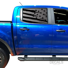 Load image into Gallery viewer, Tactical Decals Distressed USA Flag Decal for 2020 Ford Ranger Rear door Windows - Matte Black V2