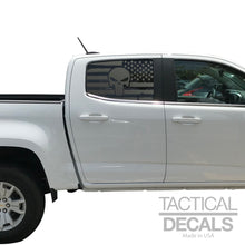Load image into Gallery viewer, USA Flag Decal with Skull for 2014-2022 Chevy Colorado Rear Window - Matte Black
