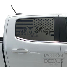 Load image into Gallery viewer, USA Flag Decal with Sasquatch for 2014-2022 Chevy Colorado Rear Window - Matte Black
