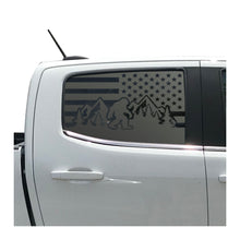 Load image into Gallery viewer, USA Flag Decal with Sasquatch for 2014-2022 Chevy Colorado Rear Window - Matte Black
