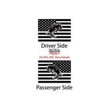 Load image into Gallery viewer, USA Flag Decal with Bass Fishing for 2014-2022 Chevy Colorado Rear Window - Matte Black

