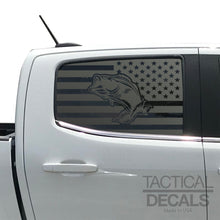 Load image into Gallery viewer, USA Flag Decal with Bass Fishing for 2014-2022 Chevy Colorado Rear Window - Matte Black
