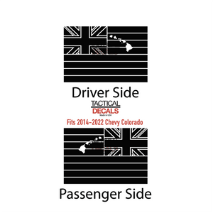 State of Hawaii Flag Decal for 2014-2022 Chevy Colorado Rear Door Windows - Matte Black