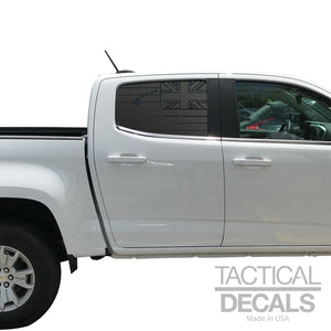 State of Hawaii Flag Decal for 2014-2022 Chevy Colorado Rear Door Windows - Matte Black