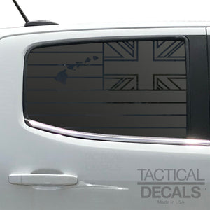 State of Hawaii Flag Decal for 2014-2022 Chevy Colorado Rear Door Windows - Matte Black