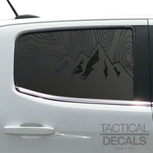 Load image into Gallery viewer, Topography Mountain Scene Decal for 2014-2022 Chevy Colorado Rear Door Windows - Matte Black
