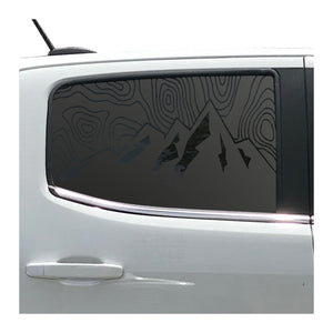 Topography Mountain Scene Decal for 2014-2022 Chevy Colorado Rear Door Windows - Matte Black