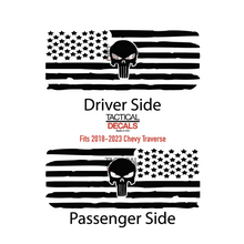 Load image into Gallery viewer, USA Flag with Skull Decals for 2018-2023 Chevy Traverse 3rd Windows - Matte Black

