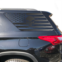 Load image into Gallery viewer, USA Flag with Skull Decals for 2018-2023 Chevy Traverse 3rd Windows - Matte Black

