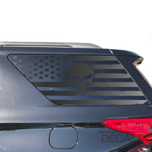 Load image into Gallery viewer, USA Flag with Skull Decals for 2018-2023 Chevy Traverse 3rd Windows - Matte Black
