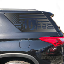 Load image into Gallery viewer, USA Flag with Arizona Desert Decals for 2018-2023 Chevy Traverse 3rd Windows - Matte Black
