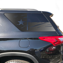 Load image into Gallery viewer, State of Texas Distressed Flag Decals for 2018-2023 Chevy Traverse 3rd Windows - Matte Black
