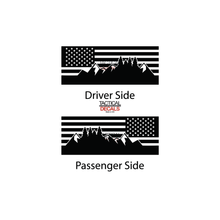 Load image into Gallery viewer, USA Flag with Mountain Range Scene Decal for 2021 - 2024 Cadillac Escalade 3rd Windows - Matte Black
