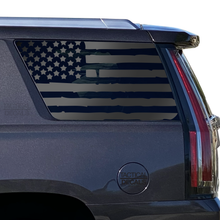 Load image into Gallery viewer, Distressed USA Flag Decal for 2021 - 2024 Cadillac Escalade 3rd Windows - Matte Black
