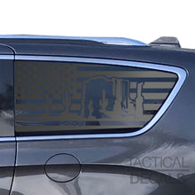 Load image into Gallery viewer, USA Flag Decal with Arizona Desert Scene for 2017-2025 Chrysler Pacifica Rear Third Window - Matte Black
