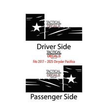 Load image into Gallery viewer, Distressed State of Texas Flag Decal for 2017-2025 Chrysler Pacifica Rear Third Window - Matte Black
