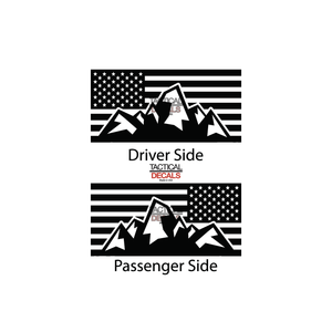 Mountain Scene Flag Decal for 2000-2006 Chevy Tahoe 3rd Windows - Matte Black
