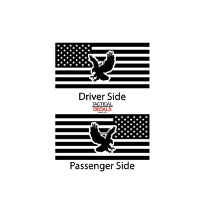 USA Flag Decal for 2000-2006 Chevy Tahoe 3rd Windows - Matte Black