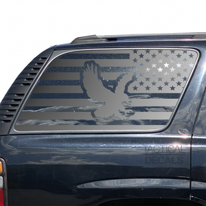 USA Flag Decal for 2000-2006 Chevy Tahoe 3rd Windows - Matte Black