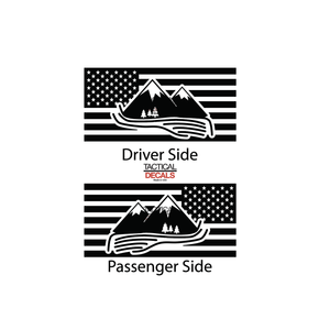 USA Flag Decal for 2000-2006 Chevy Tahoe 3rd Windows - Matte Black