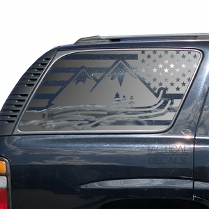 USA Flag Decal for 2000-2006 Chevy Tahoe 3rd Windows - Matte Black