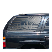 Load image into Gallery viewer, USA Flag Decal with Arizona Desert Scene for 2000-2006 Chevy Tahoe Rear Third Window - Matte Black
