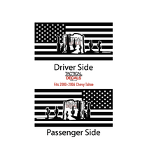 Load image into Gallery viewer, USA Flag Decal with Arizona Desert Scene for 2000-2006 Chevy Tahoe Rear Third Window - Matte Black
