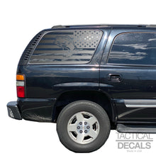 Load image into Gallery viewer, USA Flag Decal with Bass Fishing for 2000-2006 Chevy Tahoe Rear Third Window - Matte Black
