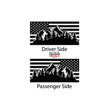 Load image into Gallery viewer, USA Flag w/ Mountain Scene Decal for 2000-2006 Chevy Tahoe 3rd Windows - Matte Black

