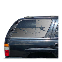 Load image into Gallery viewer, Distressed State of Texas Flag Decal for 2000-2006 Chevy Tahoe Rear Third Window - Matte Black
