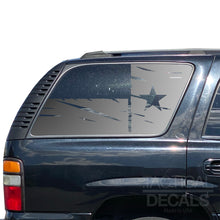 Load image into Gallery viewer, Distressed State of Texas Flag Decal for 2000-2006 Chevy Tahoe Rear Third Window - Matte Black
