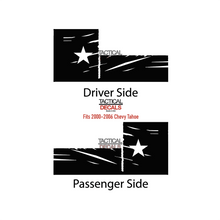 Load image into Gallery viewer, Distressed State of Texas Flag Decal for 2000-2006 Chevy Tahoe Rear Third Window - Matte Black
