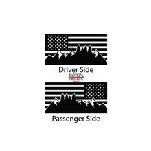 Load image into Gallery viewer, USA Flag w/ Mountain Scene III Decal for 2015-2020 Chevy Tahoe 3rd Windows - Matte Black
