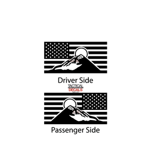 Mountain Scene Flag Decals for 2015-2020 Chevy Tahoe 3rd Windows - Matte Black