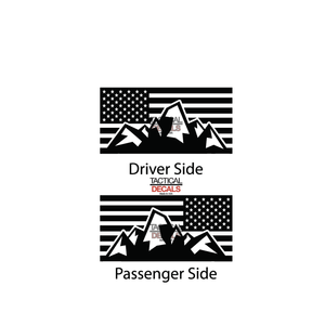 Mountain Scene Flag Decals for 2015-2020 Chevy Tahoe 3rd Windows - Matte Black