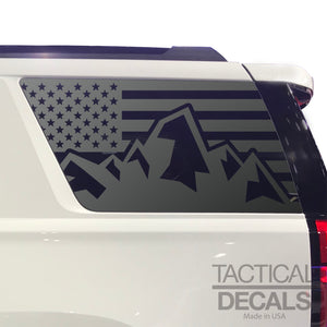 Mountain Scene Flag Decals for 2015-2020 Chevy Tahoe 3rd Windows - Matte Black