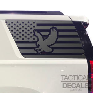 USA Flag Decals for 2015-2020 Chevy Tahoe 3rd Windows - Matte Black