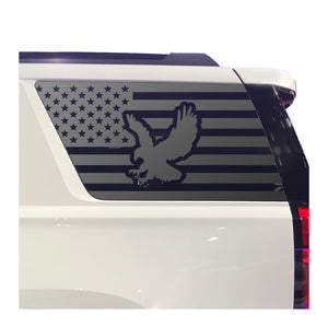 USA Flag Decals for 2015-2020 Chevy Tahoe 3rd Windows - Matte Black