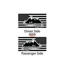 Load image into Gallery viewer, USA Flag with Mountains Decals for 2015-2020 Chevy Tahoe 3rd Windows - Matte Black
