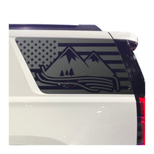 Load image into Gallery viewer, USA Flag with Mountains Decals for 2015-2020 Chevy Tahoe 3rd Windows - Matte Black

