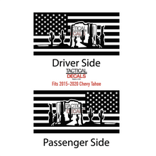 Load image into Gallery viewer, USA Flag Decal with Arizona Desert for 2015-2020 Chevy Tahoe Rear Third Window - Matte Black
