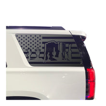Load image into Gallery viewer, USA Flag Decal with Arizona Desert for 2015-2020 Chevy Tahoe Rear Third Window - Matte Black
