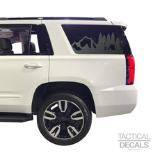 Load image into Gallery viewer, Mountain Camping Scene Decal for 2015-2020 Chevy Tahoe 3rd Windows - Matte Black
